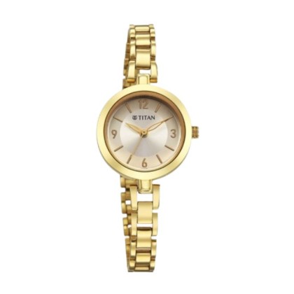 Titan Karishma 2598YM05 Gold Dial Stainless Steel Strap Quartz Analog Women Watch